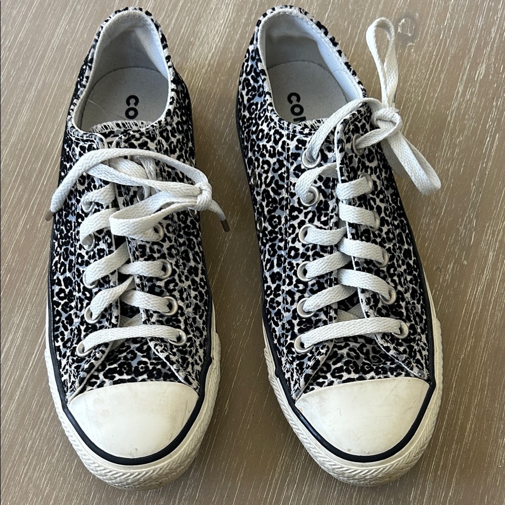 Converse Black and White Leopard Print Sneakers